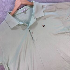 Peter Millar Men's Polo Shirt Green Rooster Logo 100% Cotton Sz XL Korea Casual